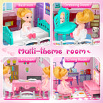 Princess'Castle House for Girls, Dollhouse Playset, 3-Story 8 Rooms Playhouse with 2 Dolls Toy Figures and Furniture & Accessories, Toy Gifts for Kids 3 4 5 6 7 8 9+ Year Old