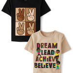 The Children's Place,Baby Boys,and Toddler All Holidays Short Sleeve Graphic T-Shirts,Multipacks,Dream/Peace 2-Pack,18 Months,24 Months