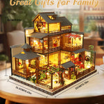 Spilay DIY Dollhouse Miniature with Wooden Furniture,DIY Dollhouse Kit Big Japanese Courtyard Model with LED & Music Box,1:24 Scale Creative Room Gift Idea for Adult Friend Lover (Yaquan Courtyard)