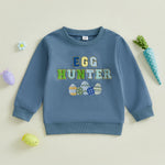 Twopumpkin Toddler Easter Shrit Baby Girl Outfit Crewneck Bunny Sweatshirt Long Sleeve Shirts Holiday Clothes Blue Easter Egg 18-24 Months