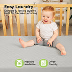 2-Pack Waterproof Crib Mattress Protector Cover Fitted - Quiet Baby Crib Mattress Pad Sheets, 52" x 28" Soft Quilted Cotton Baby Sheet, Machine Washable, Easy Fit, Durable (Granite/Mavy)