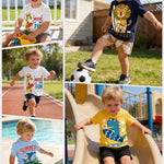 QWE Toddler Boys Short Sleeve Shirts 4-Pack Cotton Summer T-Shirts Cartoon Graphic Tops Tees 18 Months to 8Y