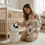iTouchless Diaper Pail, Odorless Bin with Ag+ Silver Ion, Trash Can with Lid - Fits Any Bag, No Refills Needed, Award-Winning Nursery Baby Registry Gift - Boho Ivory