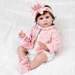 Aori Realistic Reborn Baby Dolls - 22 Inch Lifelike Baby Girl with Feeding Bottle & Pacifier, Weighted Cloth Body for True-to-Life Feel, Gift for Kids Ages 3+
