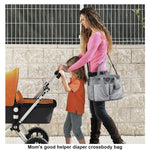 SUPROMOMI Diaper Tote: Large Baby Bag for Boy Girl,Shoulder Mommy Bag Can Make Twins and 2 Kids Nappy Package Mom Hospital Use Grey