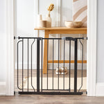 Regalo Safety 29-38.5" Baby Gate for Doorways & Bottom of Stairs, Pressure Mounted Baby Gate with Door for Babies, Toddlers & Pets, Tested & Safe for 30 Years, American Designed, American Owned, Black