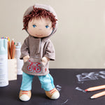 HABA Lian 12" Soft Doll - Baby Boy Doll with Brown Hair and Blue Eyes, Perfect Plush Toy for 18 Months & Up with Embroidered Face (Machine Washable)