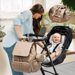 LOVEVOOK Diaper Bag Backpack, Small Baby Bag, Cute Baby Diaper Bag, Stylish Water-Resistant Travel Baby Bag for Mom, Baby Backpack with Changing Pad, Stroller Straps -Khaki