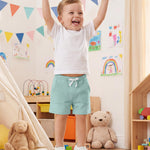 Cooraby 3 Pack Baby Boys Cotton Shorts Waffle Knit Pockets Elastic Waist Toddler Boys Soft Pull-on Shorts Summer Clothes