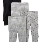 Simple Joys by Carter's Baby 4-Pack Neutral Pant, Black Bananas/Grey/White, Preemie