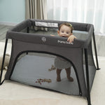 Pamo Babe Travel Crib - Lightweight Baby Playard with Zip Door, Carry Bag for Airplane - Easy to Carry