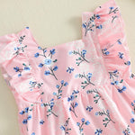 Rtnnsbbfcm Infant Baby Girl Summer Clothes Floral Print Bubble Romper Sleeveless Ruffle Bodysuit Newborn Girls Outfits (Floral Pink, 0-3 Months)