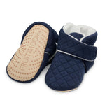 Fruit of the Loom Cozy Thermal Wrap Booties with Non-Slip Grips for Baby & Toddler Girls, Boys, Unisex - Navy Jersey (12-18 Months)