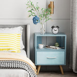 Aenuert Night Stand, Blue Kids Nightstand with Drawer, Nursery Side Table with Open Storage, 2-Tier Modern End Table, Bedside Table for Small Space, Living Room, Bedroom