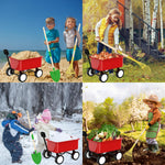 Qtioucp Kids Gardening Wheelbarrow Set, Metal & Wooden Garden Tools for Kids Ages 3-8, Real Wheelbarrows with Apron, Gloves & STEM Guide, Outdoor Backyard Garden Toy Gift