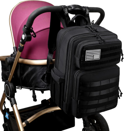 Diaper Bag Backpack for Dad, Military Style, Large Capacity with Stroller Buckle, Insulated Pockets
