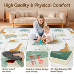 Foldable Baby Play Mat for Floor, PIGLOG 79x71 Extra Large Crawiling Play Mat for Babies, Waterproof & Portable Tummy Time and Non-Toxic Soft Foam Playmat for Infants, Toddlers, Giraffe