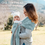 Ring Sling Baby Carrier - USA Lab Tested, 100% Natural Cotton Muslin, Breathable & Ergonomic Ring Sling Grey Turquoise