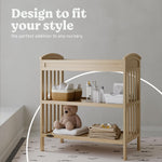 Graco Benton Changing Table with Bonus Water-Resistant Changing Pad (Driftwood) - GREENGUARD Gold Certified, Includes Diaper Change Pad with Safety Strap, 2 Open Storage Shelves for Organizing