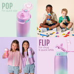 Ello Kids Pop & Fill 12oz Toddler Water Bottle with Quick Fill Lid, Double-Wall Vacuum Insulated Stainless Steel, Leak Proof, BPA Free, Sip & Chug, For School, Lunchboxes, Construction Site