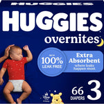 Huggies Size 3 Overnites Baby Diapers: Overnight Diapers, Size 3 (16-28 lbs), 132 Ct (2 Packs of 66), Packaging May Vary