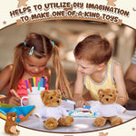 Blueweenly Make Your Own Stuffed Animal Kit Including 9.84 Inches Velvet Animal White T Shirt 12 Colors Pens and Thank You Card DIY Stuffed Plush Gift for Crafts (Brown,Bear)