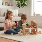 PlanToys® Wooden Girl Dollhouse Figurine – Medium Skin Tone | Poseable Doll with Bendable Rope Arms & Legs | Montessori Pretend Play Doll House People for Kids (1:12 Scale)