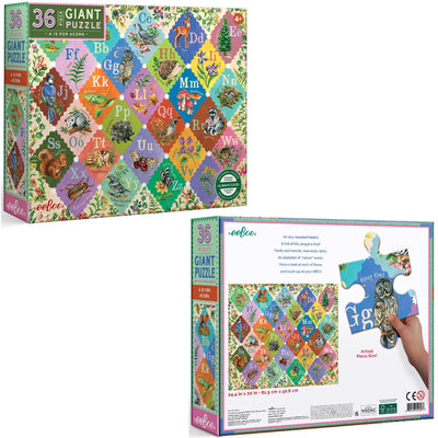 eeBoo 36 Piece Giant Floor Puzzle - A is for Acorn Children's Puzzle Alphabet & Animal Themed, Large Pieces for Small Hands to Develop Motor Skills