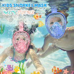 Kids Snorkel Mask Full Face, Snorkeling Gear for Kids 2-14 with Camera Mount, 180 Degree Panoramic View Snorkeling Set Anti-Fog Anti-Leak