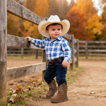 Ahannie Toddler Cowboy Boots Boys Girls Western Boots with Hook Loop