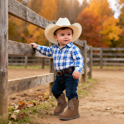 Ahannie Toddler Cowboy Boots Boys Girls Western Boots with Hook Loop