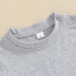 Unisex Toddler Baby Boy Girl Round Neck T-Shirt Summer Short Sleeve Tees Shirts Pullover Tops Solid Color Clothes (B-Pure Grey, 12-18 Months)