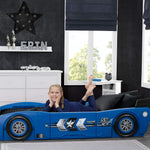 Delta Children Grand Prix Race Car Toddler-to-Twin Bed, Blue