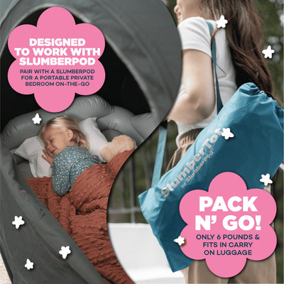SlumberPod SlumberTot Inflatable Toddler Travel Bed - Portable Kids Air Mattress with Safety Bumpers - Perfectly Sized Ideal for Travel or Home Use - Includes Electric Pump