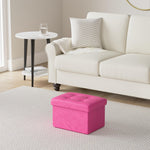 LINMAGCO Storage Ottoman Folding Foot Stool Velvet Foot Rest with Padded Modern Ottoman with Storage for Living Room Puppy Step Stool 17x13x13in(ROSEO)