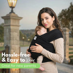 ELDOMA Black Baby Wrap Carrier - Lightweight, Breathable Baby Sling, Hands Free Baby Carrier Sling, Baby Carriers from Newborn to Toddler, (7-35 lbs / 3-15kg)