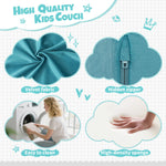 FURNAWAY Modular Kids Play Sofa Multifunctional Kids Sofa Convertible Foam Floor Mat Convertible Play Fort Inspire Children's Creativity and are Made of Velvet Fabric for Both Boys and Girls (Cyan)