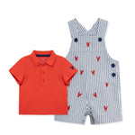 Little Me Clothes for Baby Boys' Lobster Shortall Set, Navy, 18 Months