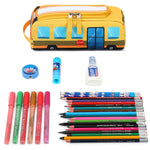 LEDAOU Cute Pencil Case for Kids Girls Boys Pencil Pouch kawaii Pen Pencil Box Bag Holder for School Students (Yellow School Bus)