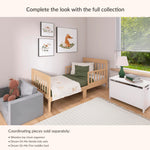 Dream On Me Finn Toddler Bed in Vintage White Oak, Greenguard Gold and JPMA Certified, Non-Toxic Finish, Made of Sustainable New Zealand Pinewood, Low-to-Floor Design with Safety Guard Rails