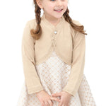 Lilax Little Girls' Knit Long Sleeve Button Closure Bolero Cardigan Shrug (2 Years, Beige)