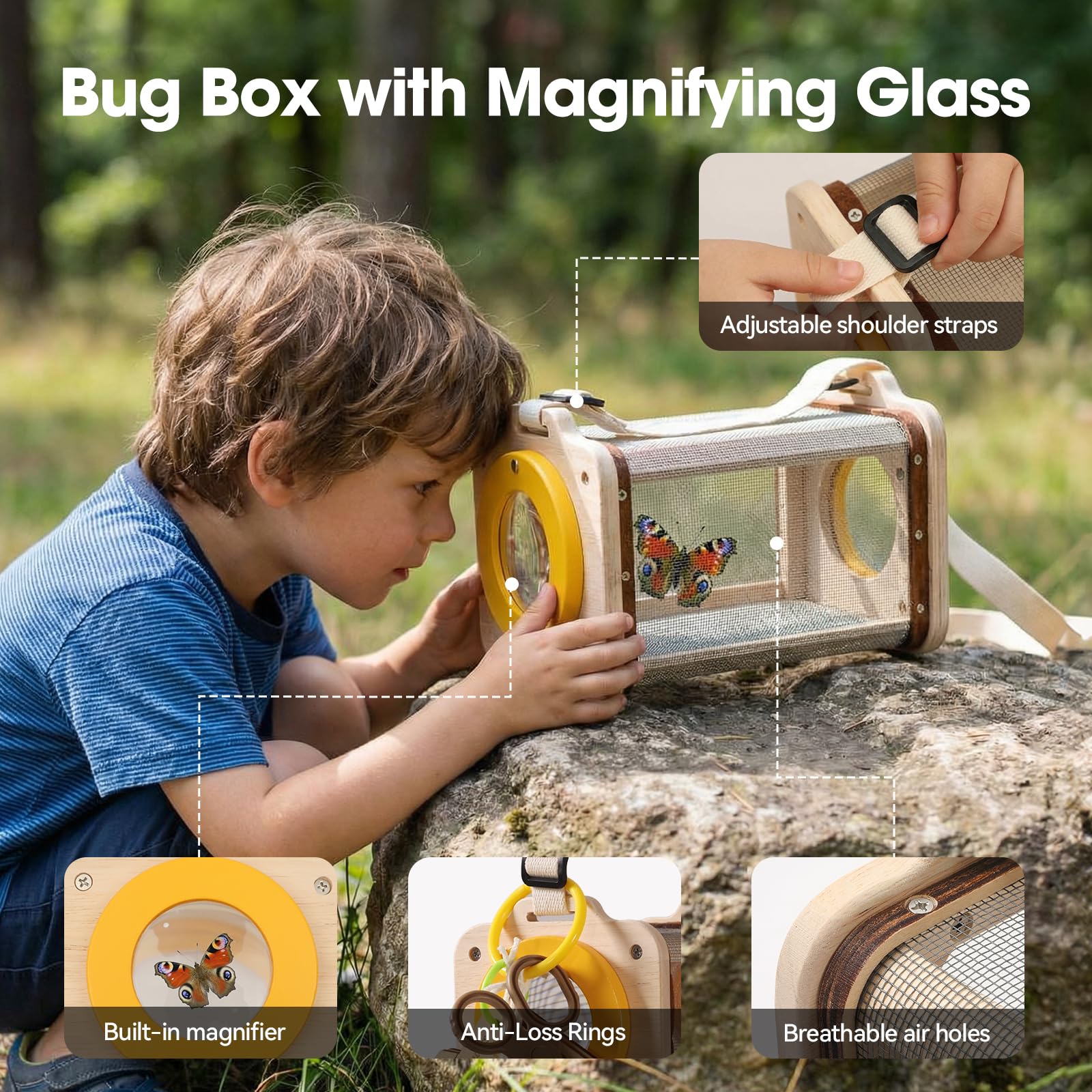 Wooden Bug Catcher Kit for Kids 3-8, 10PCS - Bug Collecting Kits ...