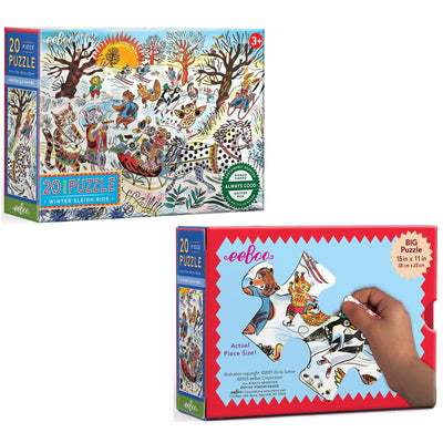 eeBoo 20 Piece Giant Floor Puzzle - Winter Sleigh Ride Children's Puzzle Sleigh Themed, Large Pieces for Small Hands to Develop Motor Skills