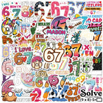 Six Seven Stickers 50Pcs, Funny 6 7 Stickers Waterproof Vinyl Gifts for Phone, Water Bottle, Luggage, Laptop, Adults Teens