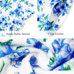 PATPAT Tween Dress for Girls Summer Maxi Long Casual Beach Big Girl Junior Cute Dresses Hawaiian Blue White Floral Size 12-13