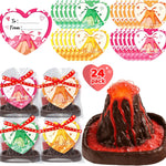 Valentines Day Large Volcano Science Kit - 24 Pack Valentines Day Gift Cards for Kids, Volcano Erupting Experiment Toys STEM Educational Toys for Classroom Exchange School Activities Party Favors