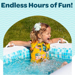 2-in-1 Inflatable Kiddie Pool, 65"x39"x10" (5'5") Soft Cushioned Floor, Handles, Drain, Shallow Rectangular Blowup Swimming Pool for Kids Age 2+ Toddler Ball Pit, Small Adult Backyard Tanning Pool