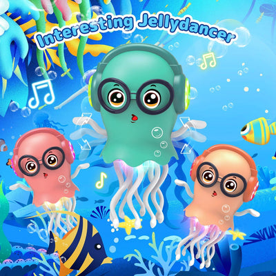 Dancing Jellyfish Baby Toy, Crawling Jellyfish Tummy Time Toy, Magic Dancing Music Crawling Toys for 3 4 5 6 7 8 Year Old Kids Boy Girl Birthday Gifts, Interactive Relax for Office Desk
