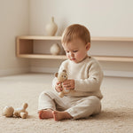 PlanToys® Little Bear Wooden Baby Rattle & Grasping Toy | Montessori Sensory Development for Coordination, Focus & Auditory Learning | Eco-Friendly Infant Educational Toy