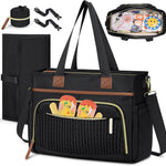 RAINSMORE Diaper Bag Tote, Large Diaper Baby Bag Waterproof Multifunctional Diaper Bag with Pacifier Case & Changing Pad